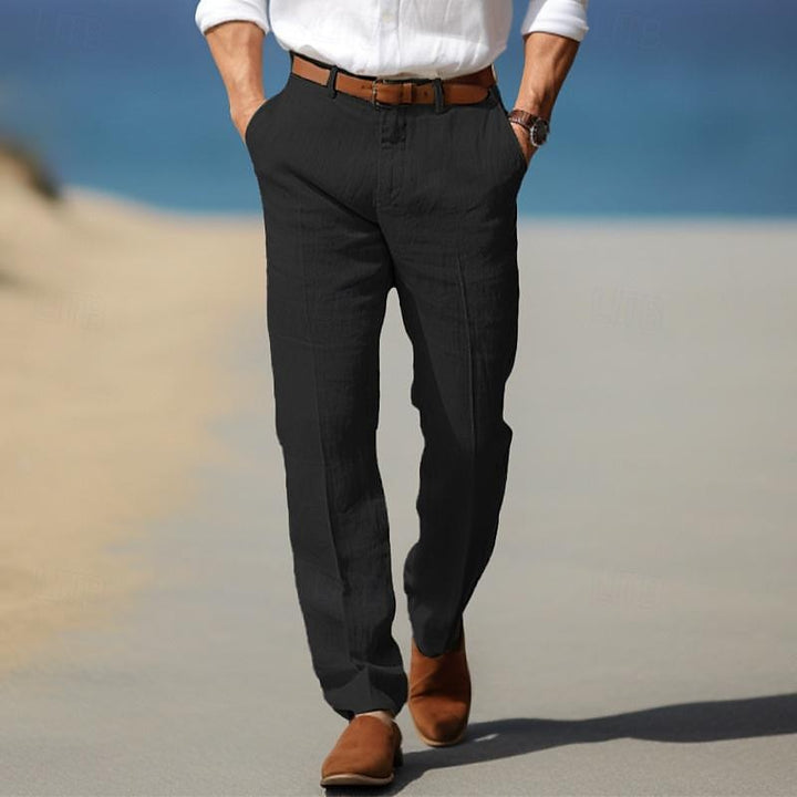 Exquisite Premium-Leinenhose mit Gürtelschlaufen