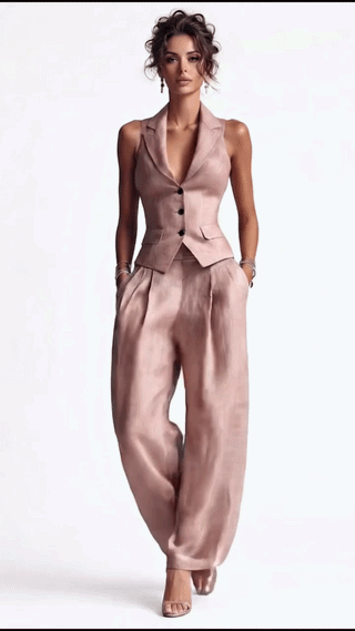 Aime™ | Zweiteiliges Set mit V-Ausschnitt und Knopfdetails