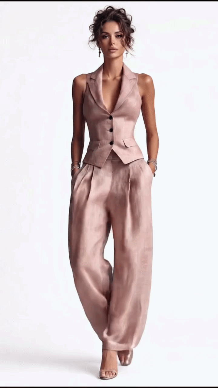 Aime™ | Zweiteiliges Set mit V-Ausschnitt und Knopfdetails