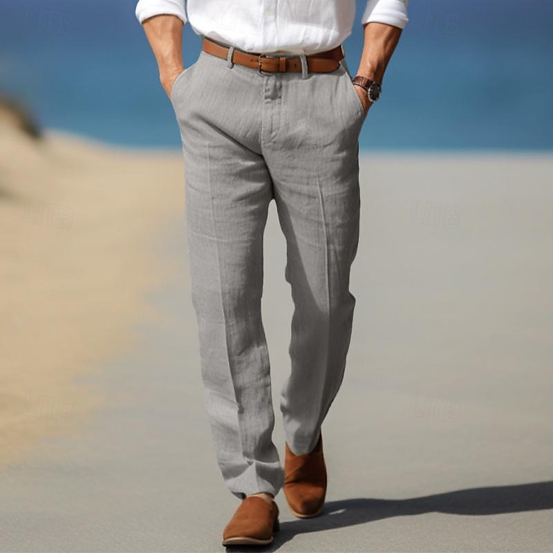 Exquisite Premium-Leinenhose mit Gürtelschlaufen