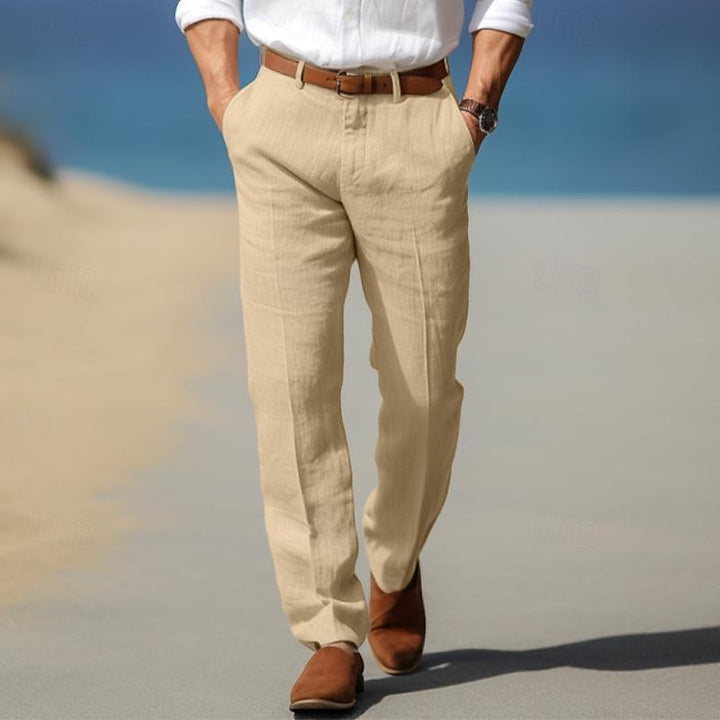 Exquisite Premium-Leinenhose mit Gürtelschlaufen